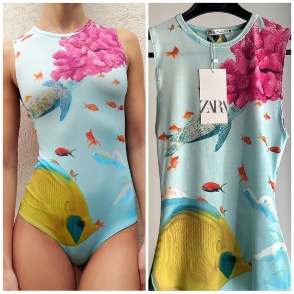 Zara Printed Bodysuit New - Picture 1 of 11
